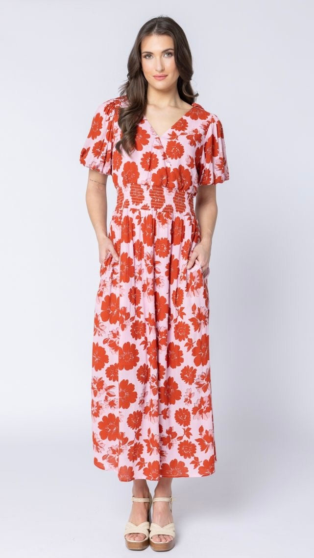 Skillfull SS Midi Dress Garnet Bloom