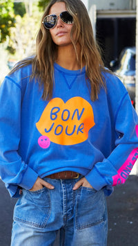 Bon Jour Washed Blue Sweat
