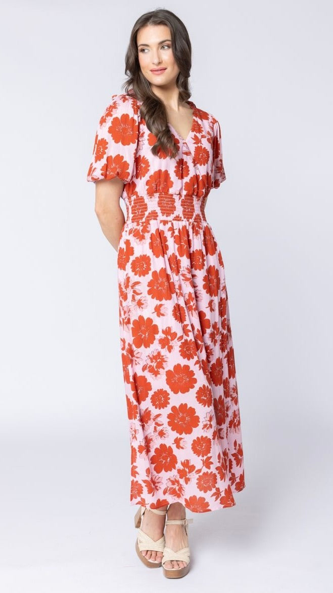 Skillfull SS Midi Dress Garnet Bloom