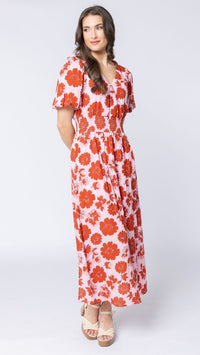 Skillfull SS Midi Dress Garnet Bloom