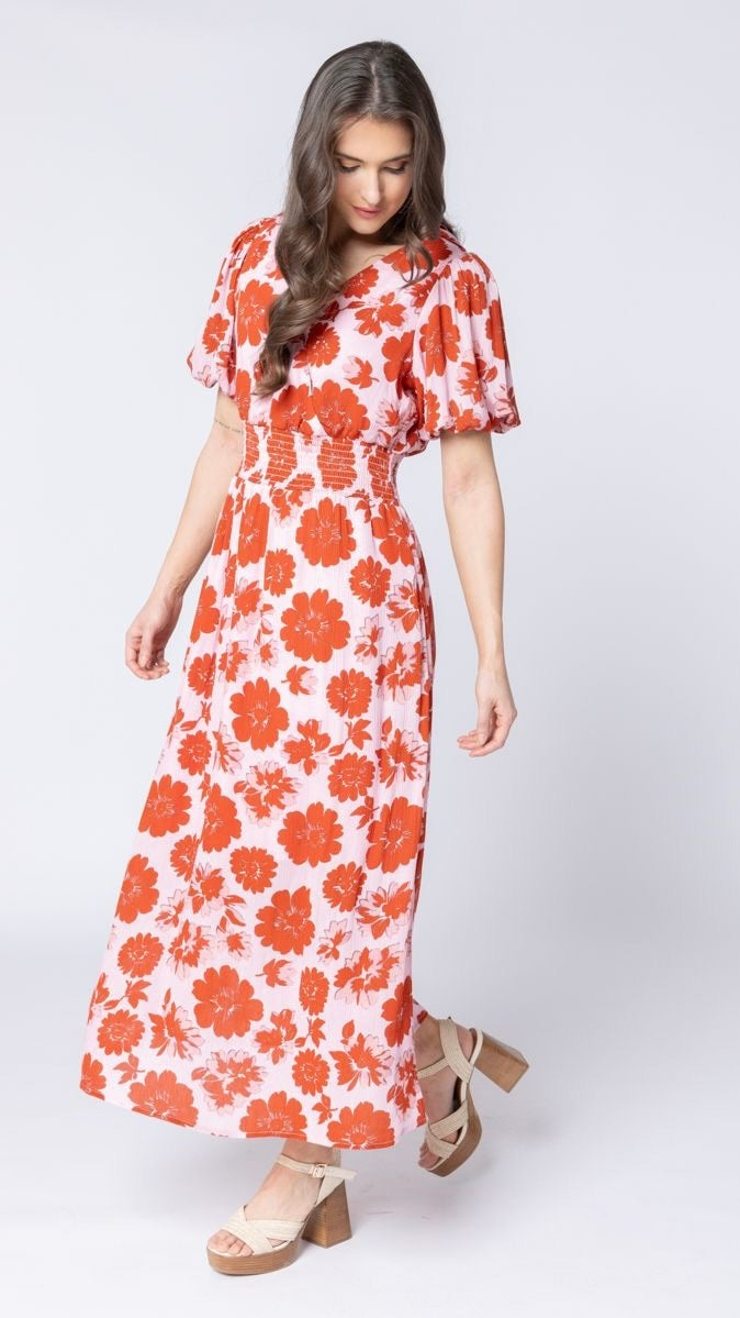 Skillfull SS Midi Dress Garnet Bloom
