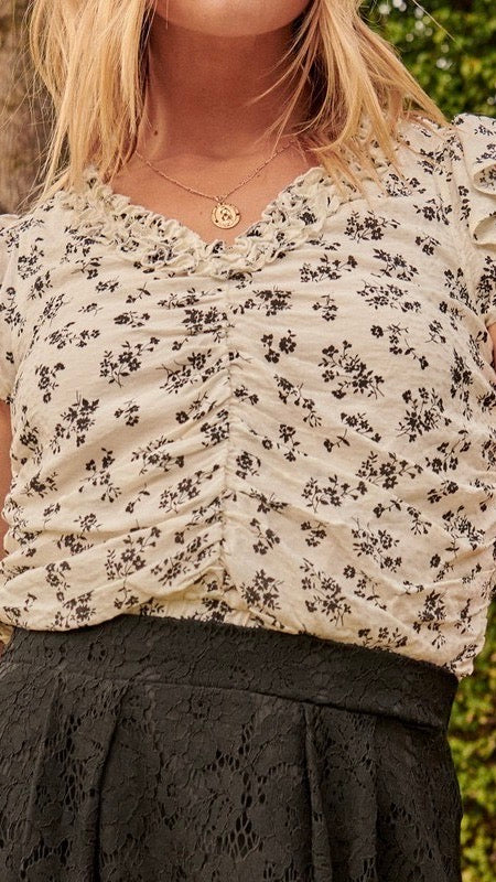 Mindy Flutter Sleeve Top Off White
