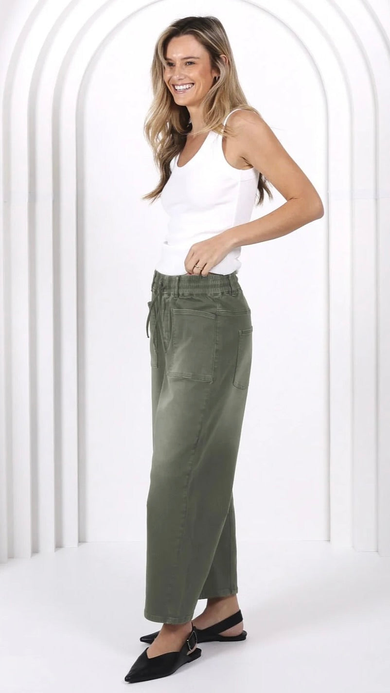 Monaco Leo Barrel Jeans Khaki (Restock Arriving August)