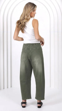 Monaco Leo Barrel Jeans Khaki (Restock Arriving August)
