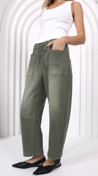 Monaco Leo Barrel Jeans Khaki (Restock Arriving August)