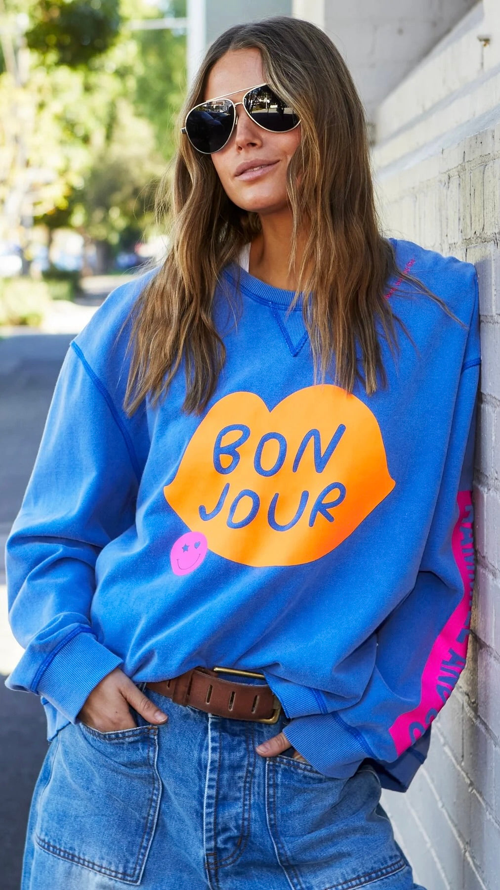 Bon Jour Washed Blue Sweat