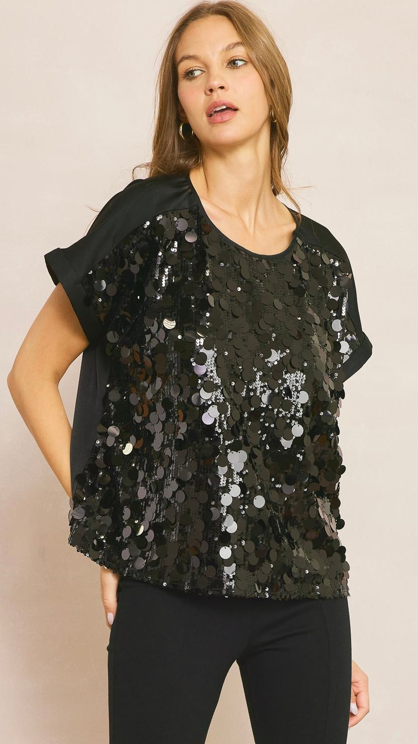 Celebration Sequin Top Black