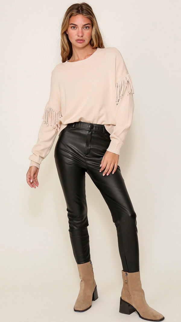 Frankie Fringe Sweater Top Ivory