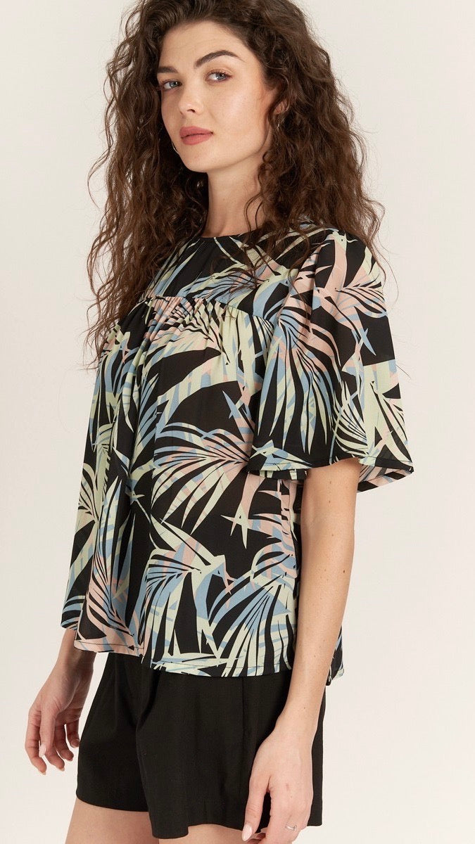 Tropics Blouse Black Print