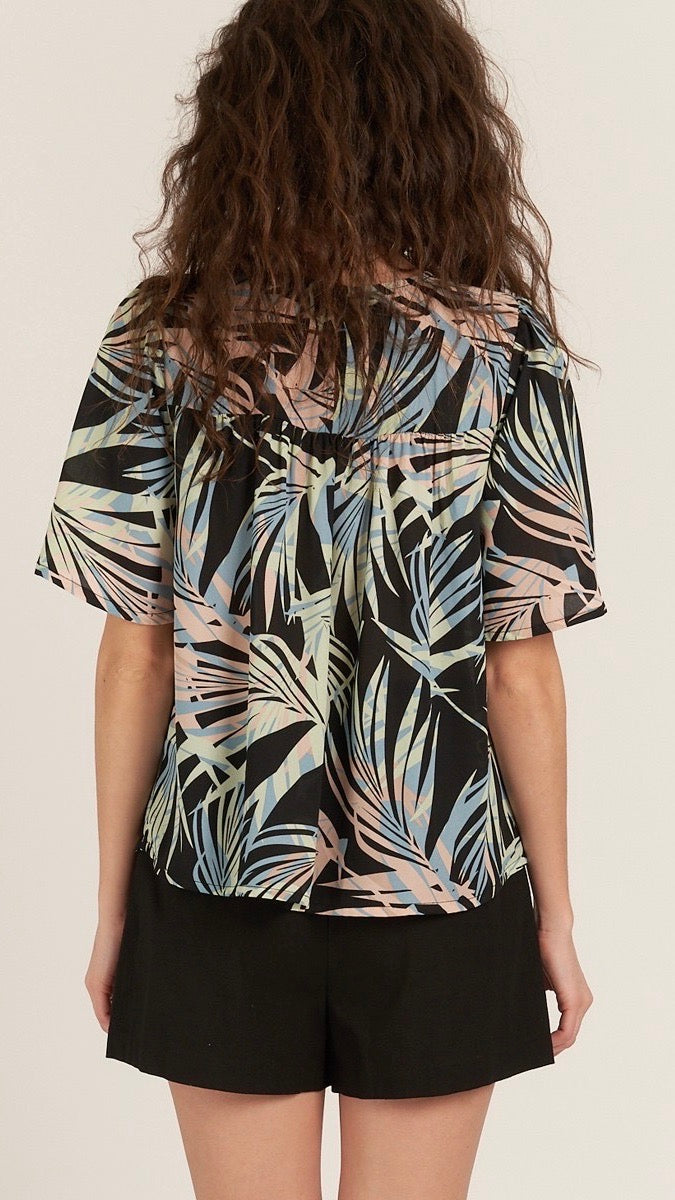 Tropics Blouse Black Print