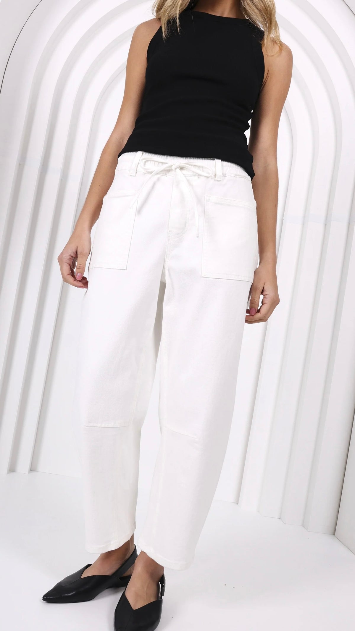 Monaco Leo Barrel Jeans White (Restock Arriving August)