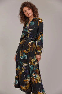 Elsie Shirt Dress Botanical Black