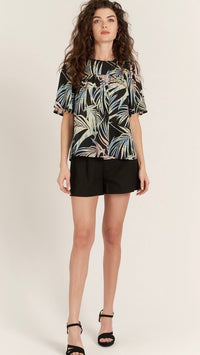 Tropics Blouse Black Print