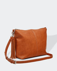 Daisy Crossbody Bag With Stripe Strap Tan