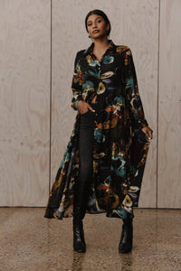 Elsie Shirt Dress Botanical Black