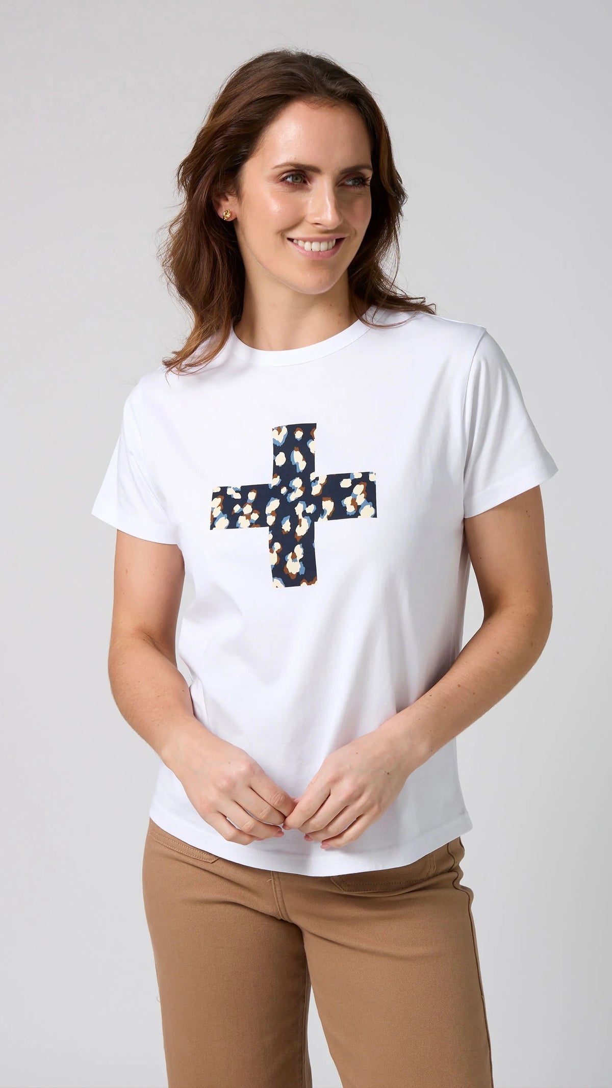 Ace Tee Leopard Cross White
