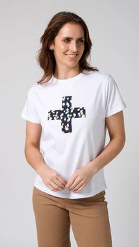 Ace Tee Leopard Cross White