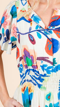 Tilly Tiered Midi Dress Royal Print