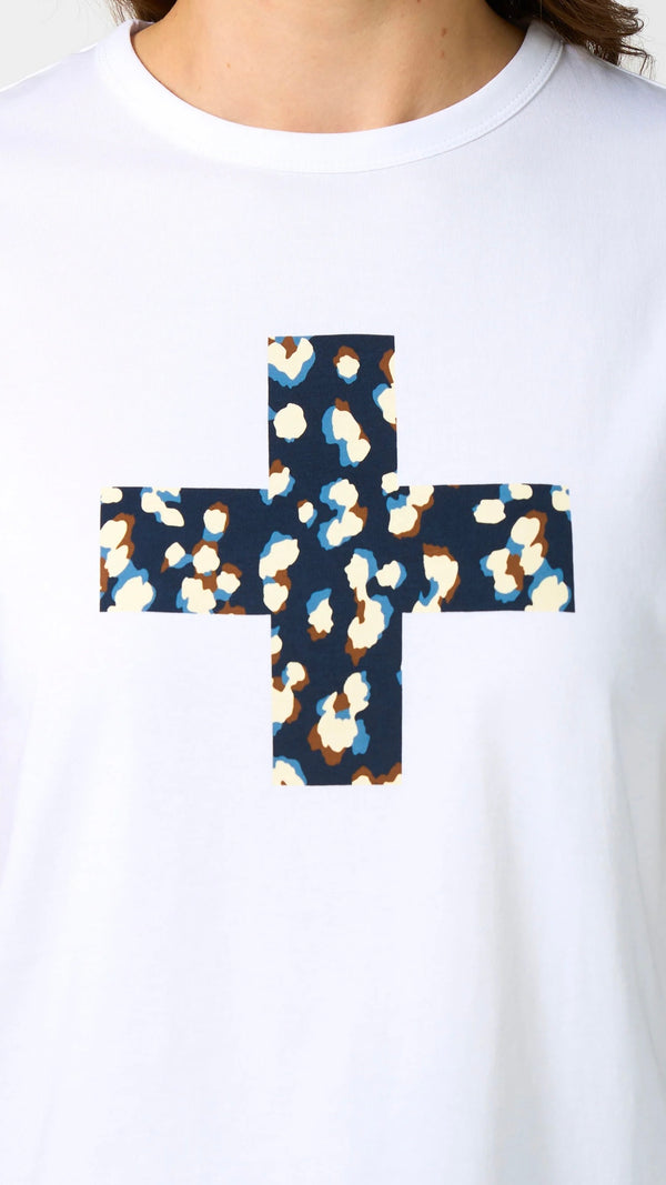 Ace Tee Leopard Cross White