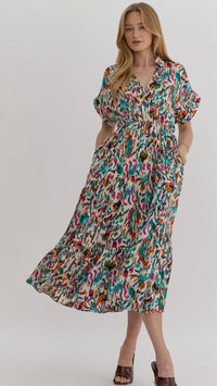 Sasha Collared Satin Maxi Mixed Print