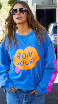 Bon Jour Washed Blue Sweat