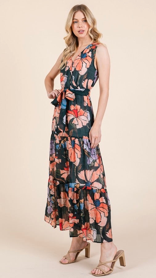 Thea Tie Waist Floral Maxi Dress