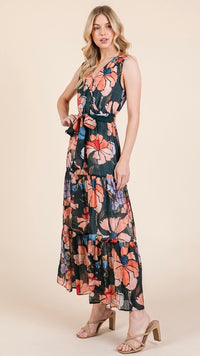 Thea Tie Waist Floral Maxi Dress