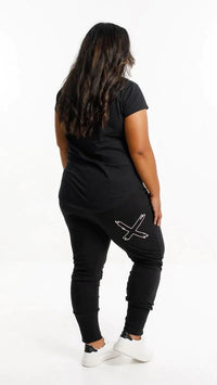 Apartment Pants Winter Weight Black with White X Outline