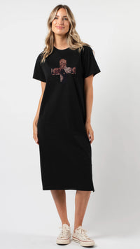Maxie T Shirt Dress Dusty Rose Cross
