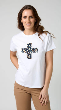 Ace Tee Leopard Cross White