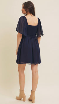 Lucy Chiffon Mini Dress Navy