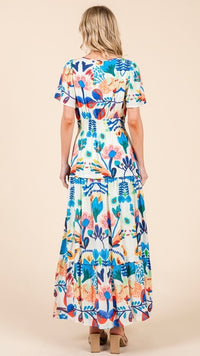 Tilly Tiered Midi Dress Royal Print