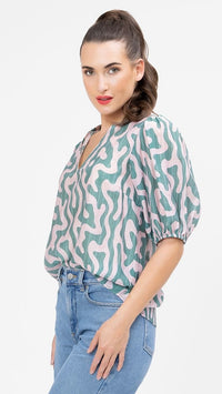 Vacation Top Blush Swirl