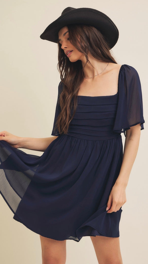 Lucy Chiffon Mini Dress Navy
