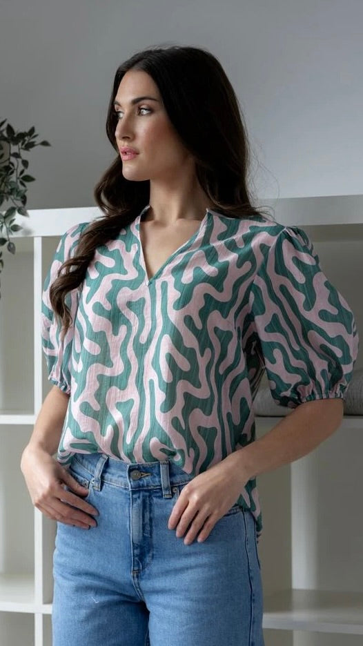 Vacation Top Blush Swirl