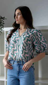 Vacation Top Blush Swirl
