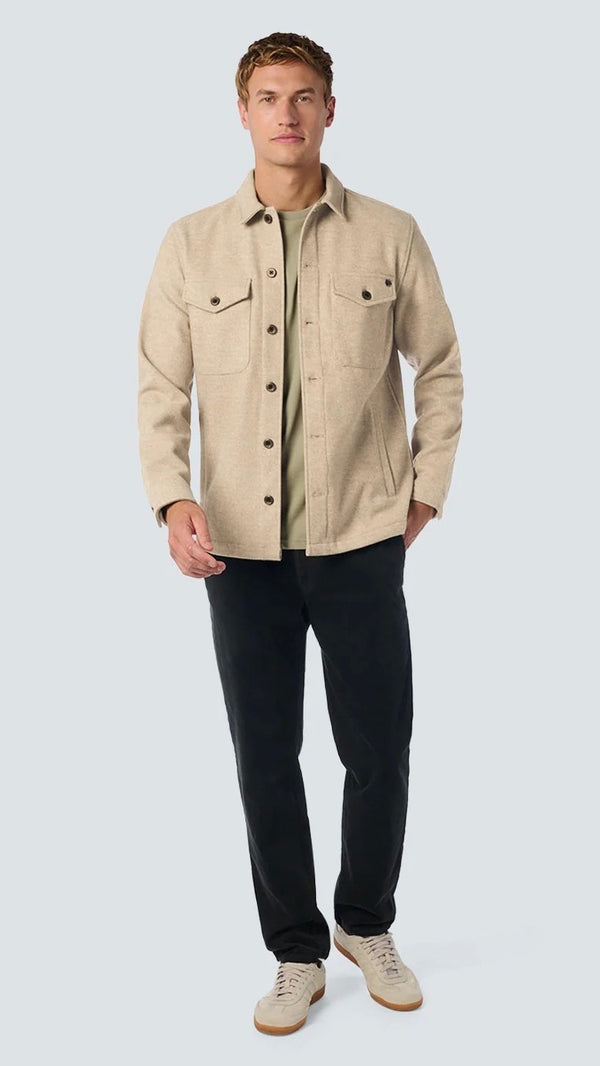 No Excess Overshirt Button Closure Melange Khaki 25510903