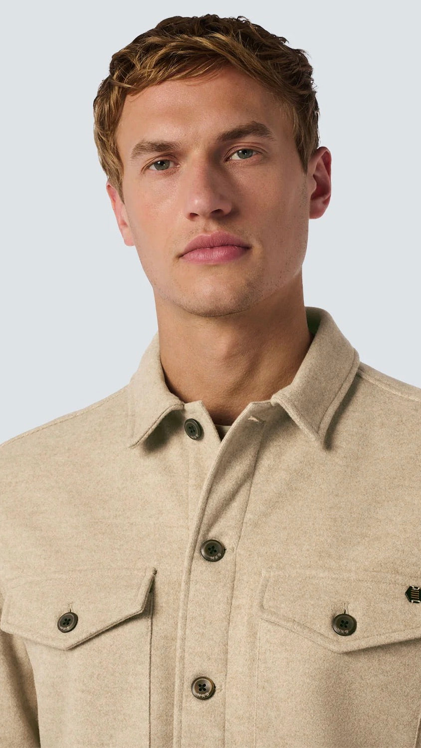 No Excess Overshirt Button Closure Melange Khaki 25510903