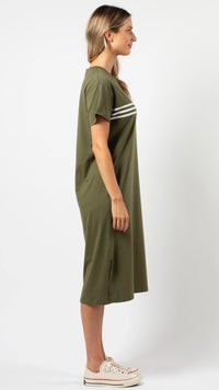 Maxie T Shirt Dress Khaki White Stripes