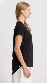 Soho Cuff V Neck Tee Black