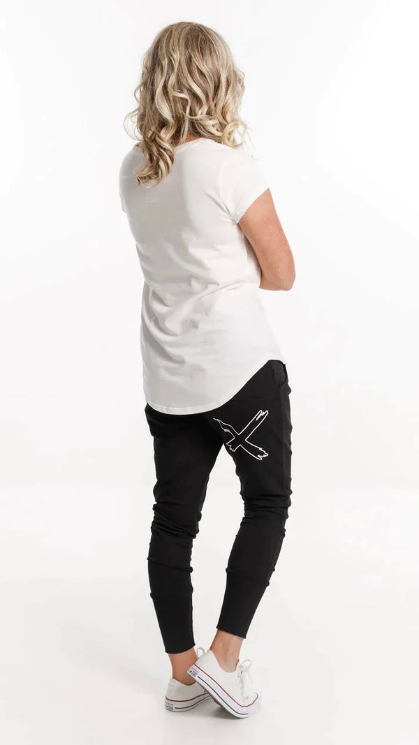 Apartment Pants Winter Weight Black with White X Outline
