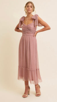 Gatsby Metallic Tie Dress Metallic Pink