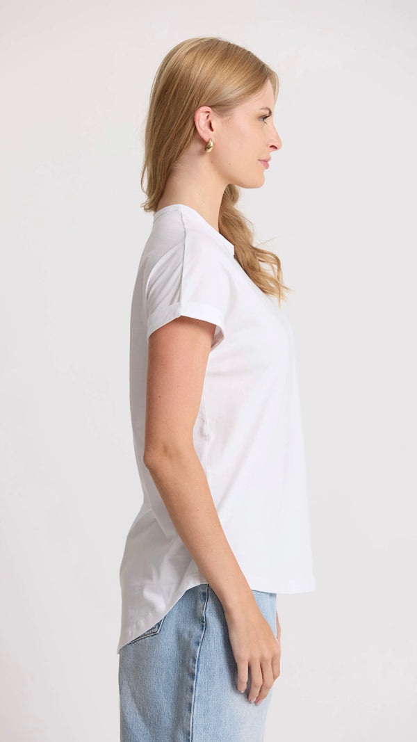 Soho Cuff Crew White Embroidered Logo