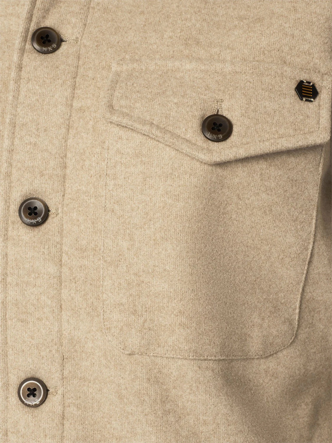 No Excess Overshirt Button Closure Melange Khaki 25510903