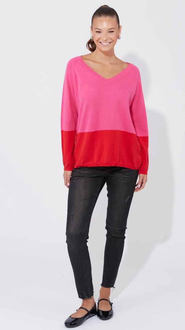 Casablanca Block Knit - Chilli/Pink