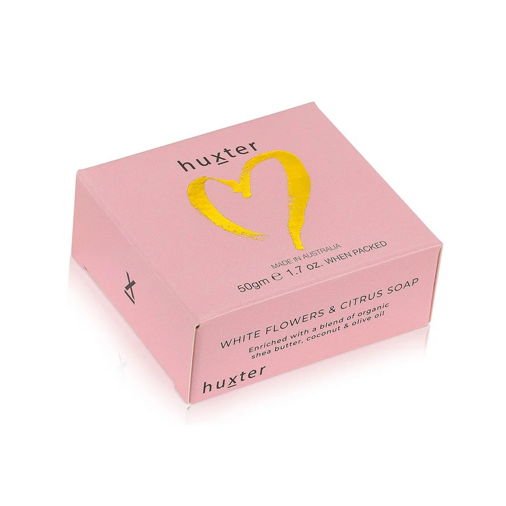 Mini Boxed Guest Soap Pastel Pink Foil Heart W/ Flowers & Citrus