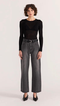 Asta Sheer Knit Top Black