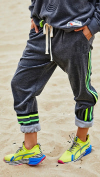 Retro 76 Velour Track Pant Charcoal