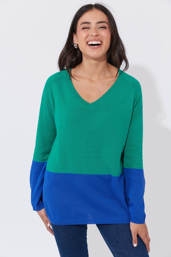 Casablanca Block Knit - Blue/Oasis