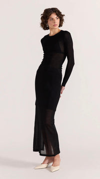 Asta Sheer Knit Top Black